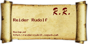 Reider Rudolf névjegykártya
